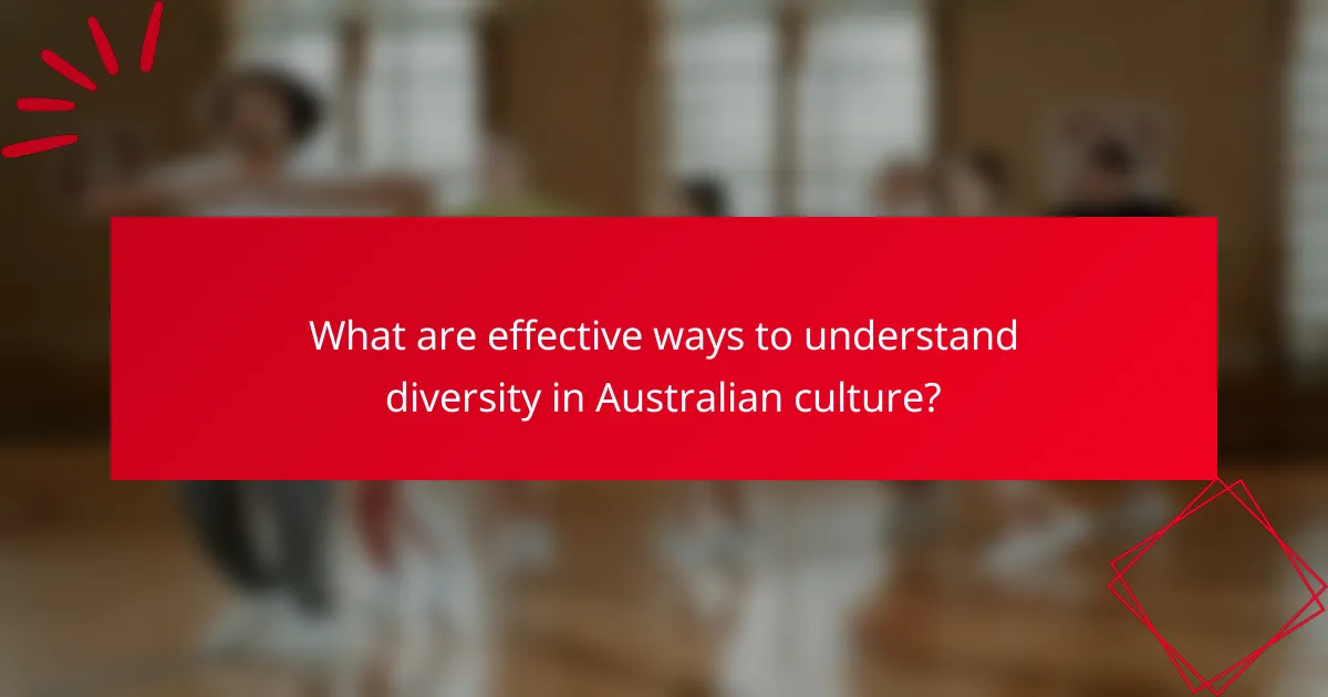 What are effective ways to understand diversity in Australian culture?